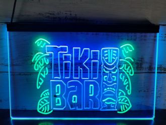 Tiki Mask Beer Pub Club Wine Dual LED Neon Sign