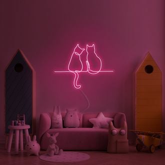 Two Cats Looking Neon Sign