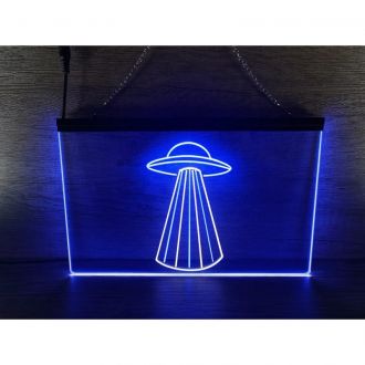 UFO Space Ship Star Shuttle Man Cave Dual LED Neon Sign