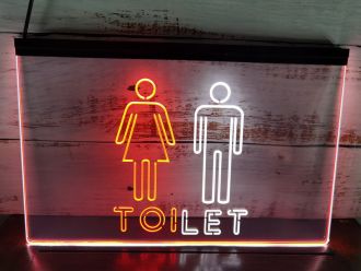 Unisex Restroom Washroom Toilet Dual LED Neon Sign