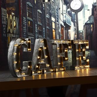 Steel Marquee Letter Retro Cafe Bronze Brown High-End Custom Zinc Metal Marquee Light Marquee Sign