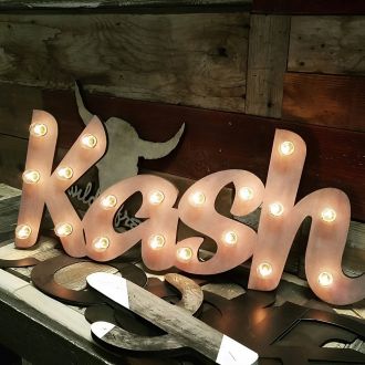 Steel Marquee Letter Kash Warm White Commercial Ad High-End Custom Zinc Metal Marquee Light Marquee Sign