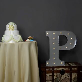 Steel Marquee Letter Silver LED P High-End Custom Zinc Metal Marquee Light Marquee Sign
