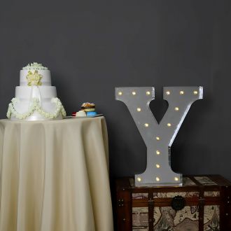 Steel Marquee Letter Silver LED Y High-End Custom Zinc Metal Marquee Light Marquee Sign