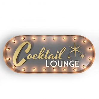 Vintage Warm White Cocktail Lounge Brown Marquee Light