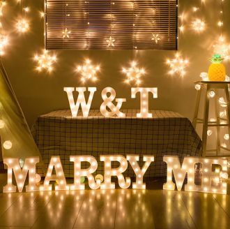 Steel Marquee Letter W & T Initial Marry Me Party Wedding High-End Custom Zinc Metal Marquee Light Marquee Sign