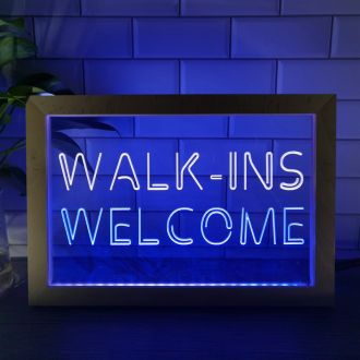 Walk Ins Welcome Open Beauty Massage Photo Frame Dual LED Neon Sign