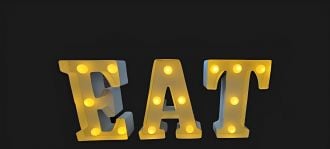 Steel Marquee Letter EAT Restaurant Decor High-End Custom Zinc Metal Marquee Light Marquee Sign