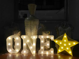 Steel Marquee Letter Warm White ONE Yellow Star High-End Custom Zinc Metal Marquee Light Marquee Sign