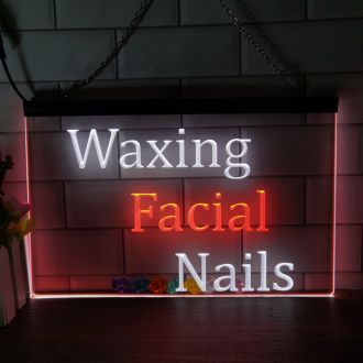 Waxing Facial Nails Beauty Salon Dual LED Neon Sign