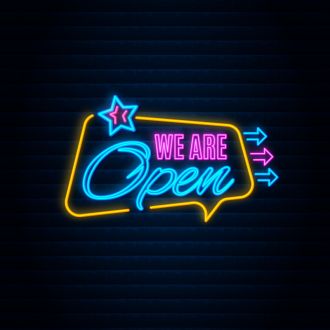 We are Open This Way Neon Sign
