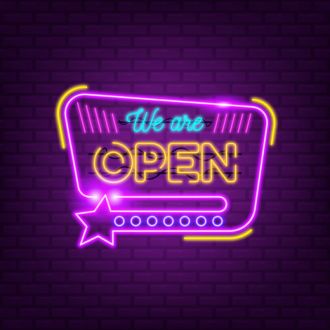 We Are Open With Star Icon Neon Sign