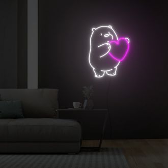 Icebear With Heart Neon Sign Fashion Custom Neon Sign Lights Night Lamp Led Neon Sign Light For Home Party MG10176