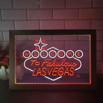 Welcome to Las Vegas Casino Frame Dual LED Neon Sign