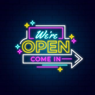 Were Open Come In Neon Sign