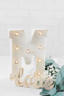 Steel Marquee Letter White Font M Sign High-End Custom Zinc Metal Marquee Light Marquee Sign