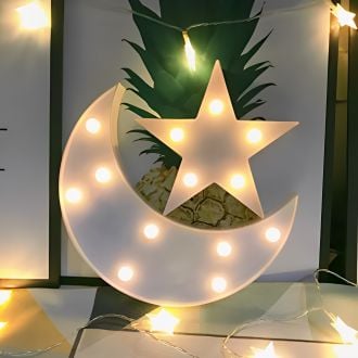 Steel Marquee Letter White Star And Moon Warm White High-End Custom Zinc Metal Marquee Light Marquee Sign