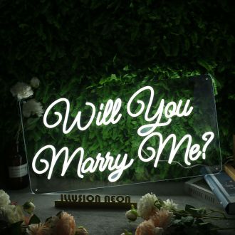 Will You Marry Me White Neon Sign