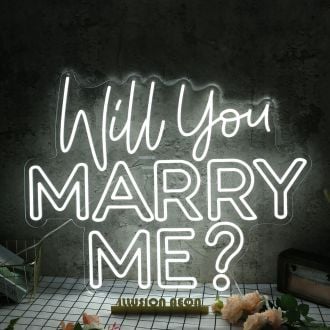 Will You Marry Me White Wedding Neon Sign