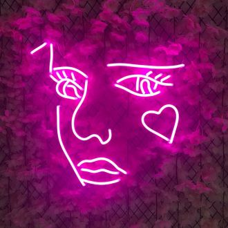 Women Face Love Heart Neon Sign