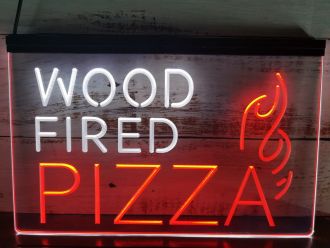 Wood Fired Pizza Dual LED Neon Sign