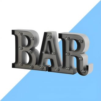 Steel Marquee Letter Grey Bar Sign High-End Custom Zinc Metal Marquee Light Marquee Sign