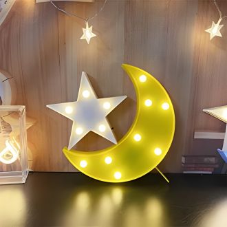 Steel Marquee Letter Yellow Moon White Star Home Bedroom Decor High-End Custom Zinc Metal Marquee Light Marquee Sign