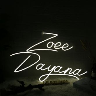 Zoee Dayana White Neon Sign