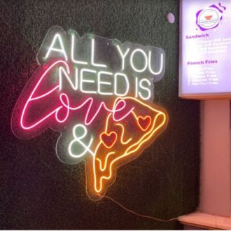 All You Need Is Love and Pizza Neon Sign