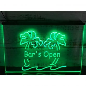 Bar is Open Palm Tree Pub Beer LED Neon Sign