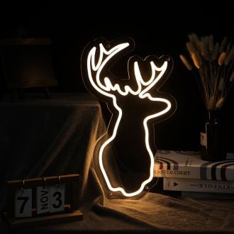"If you're looking for a way to bring some light into your home, look no further than this deer head neon sign wall art. This cool sign will be a perfect addition to any space, whether it's a kid's room, your den, or your office. If you're a hunter, deer 