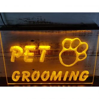OPEN PET GROOMING Shop Dog Cat LED Neon Sign